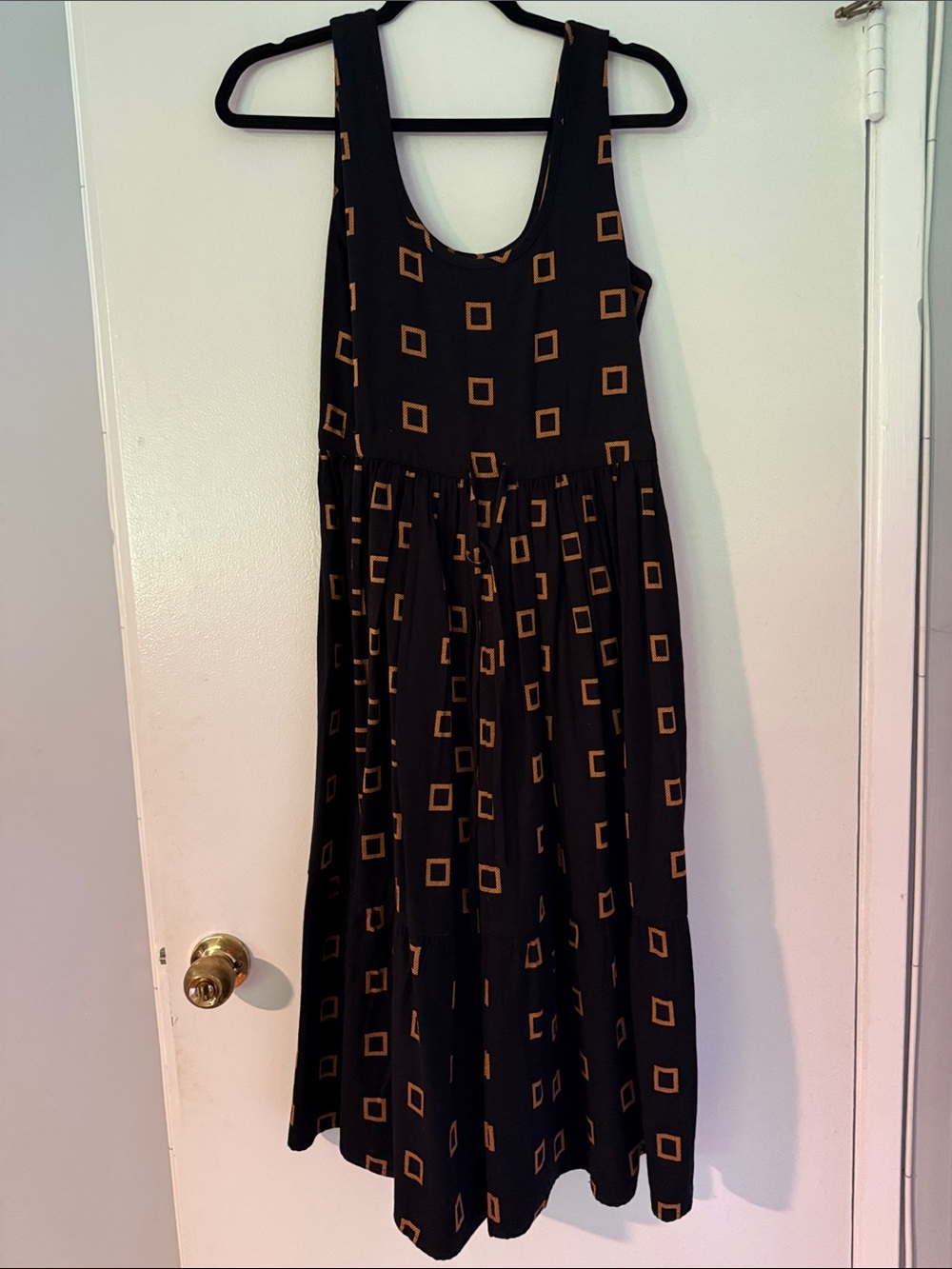 Ace & Jig Black & Gold Square-Print Sleeveless Midi Dress